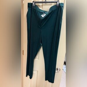 Express Editor Green Velvet Trouser Wide Leg Pants Size XL NWT $88